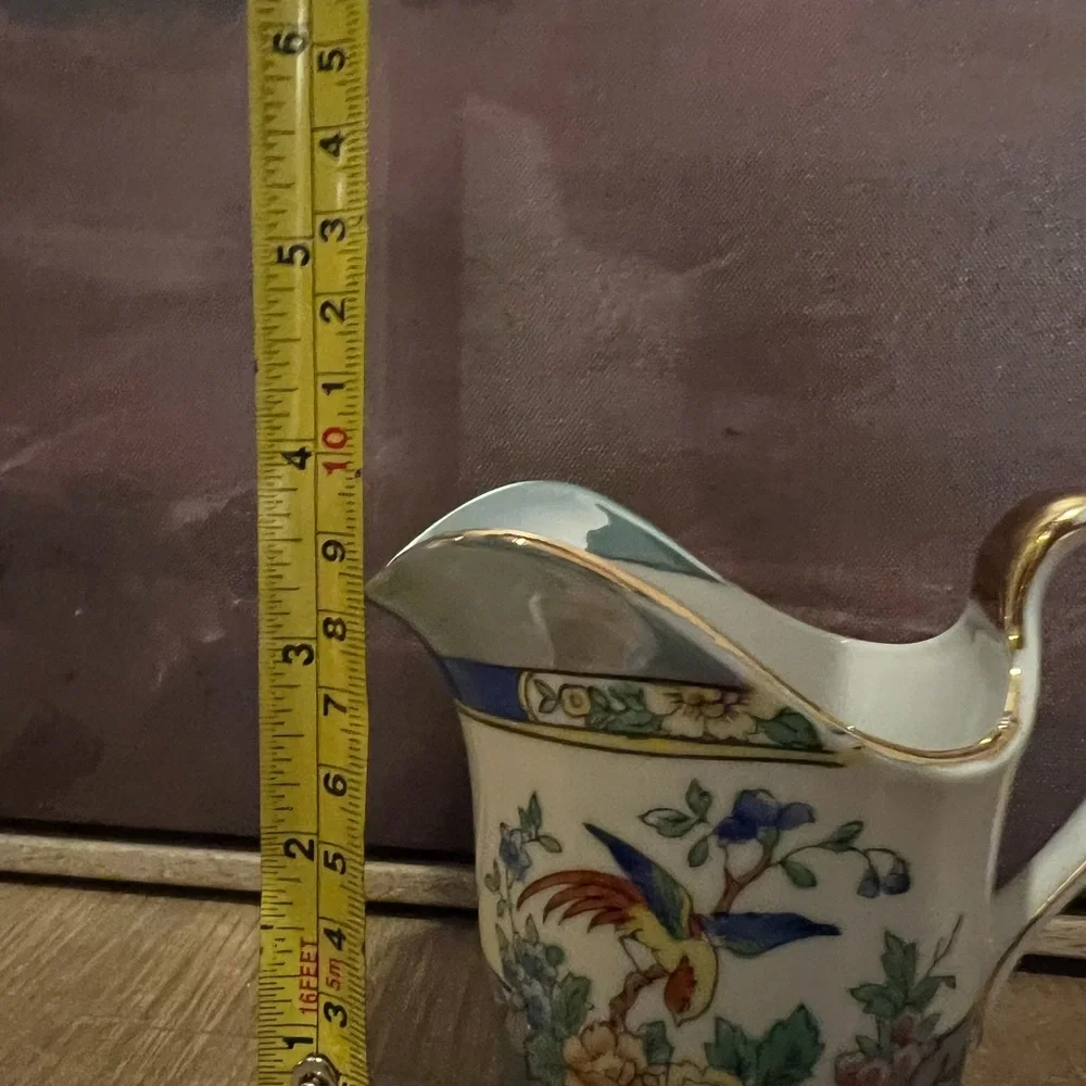Vintage Noritake Hand Painted Lusterware Cream Blue White Birds Flower Japan